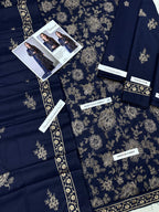 Bareeze Premium Dhanak – Full Heavy Embroidered 3PC Unstitched Suit