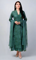 Bareeze Premium Dyed Dhanak – Full Heavy Embroidered 3PC