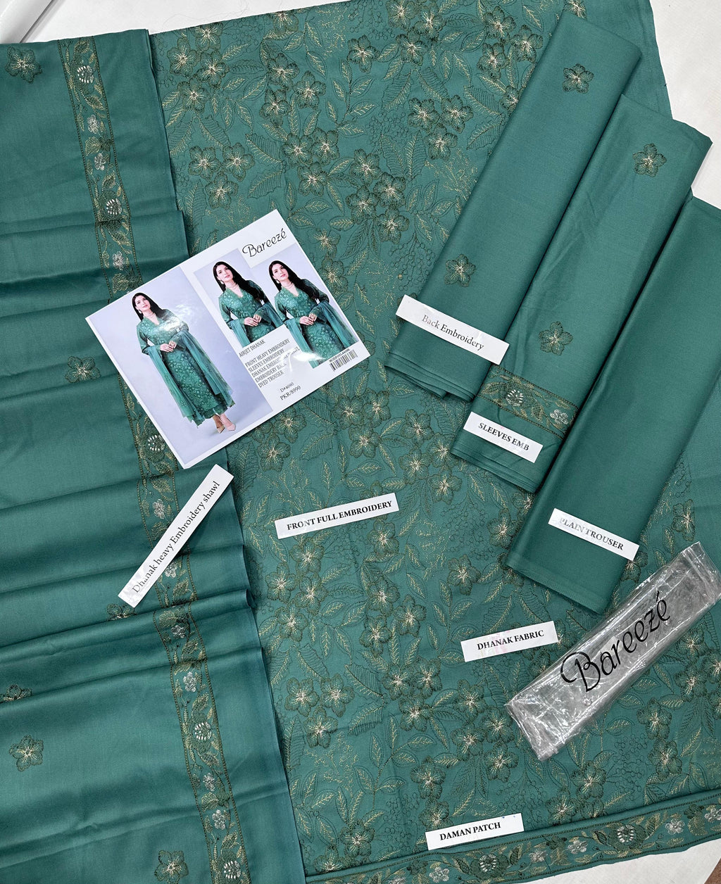 Bareeze Premium Dyed Dhanak – Full Heavy Embroidered 3PC