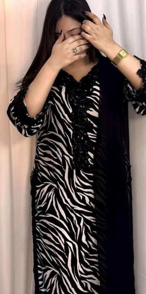 Maria B Silk 3PC – Digital Printed Shirt, Silk Trouser & Bamber Embroidered Dupatta