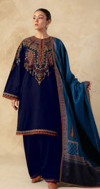 Zara Shahjahan Premium Dhanak 3PC – Fully Embroidered Shirt with Digital Wool Shawl