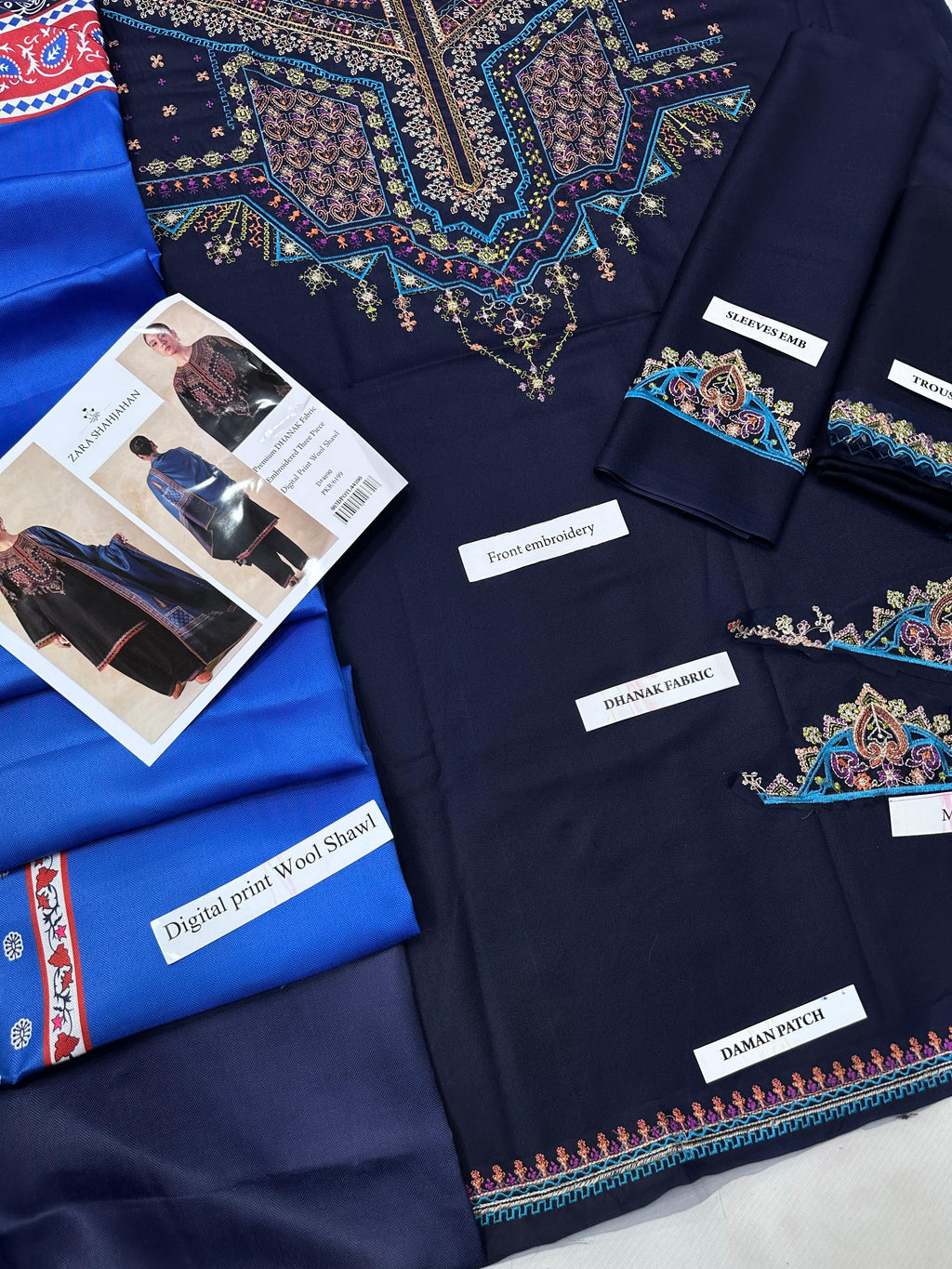 Zara Shahjahan Premium Dhanak 3PC – Fully Embroidered Shirt with Digital Wool Shawl