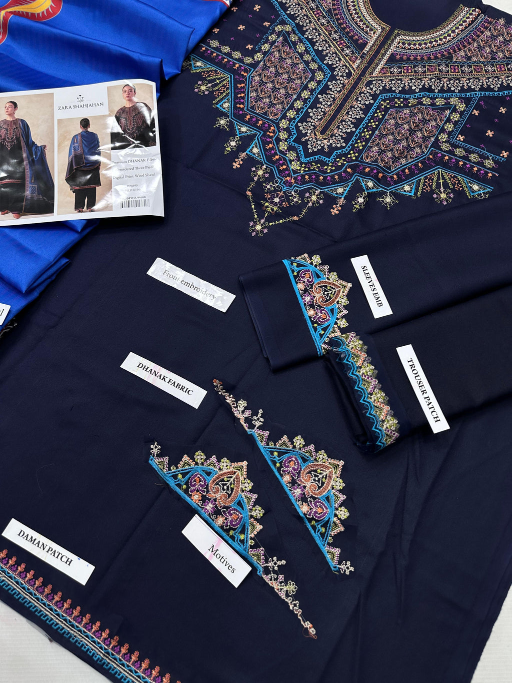 Zara Shahjahan Premium Dhanak 3PC – Fully Embroidered Shirt with Digital Wool Shawl