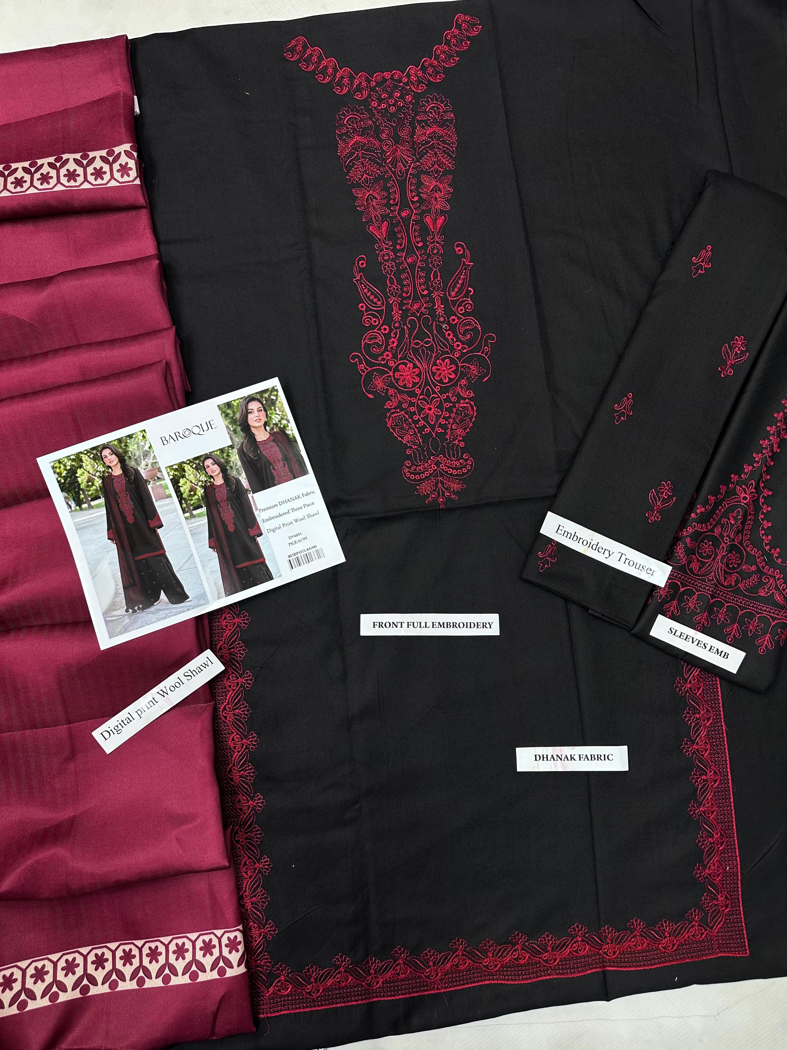 Baroque HiT CODE – Premium Dhanak 3PC with Digital Wool Shawl