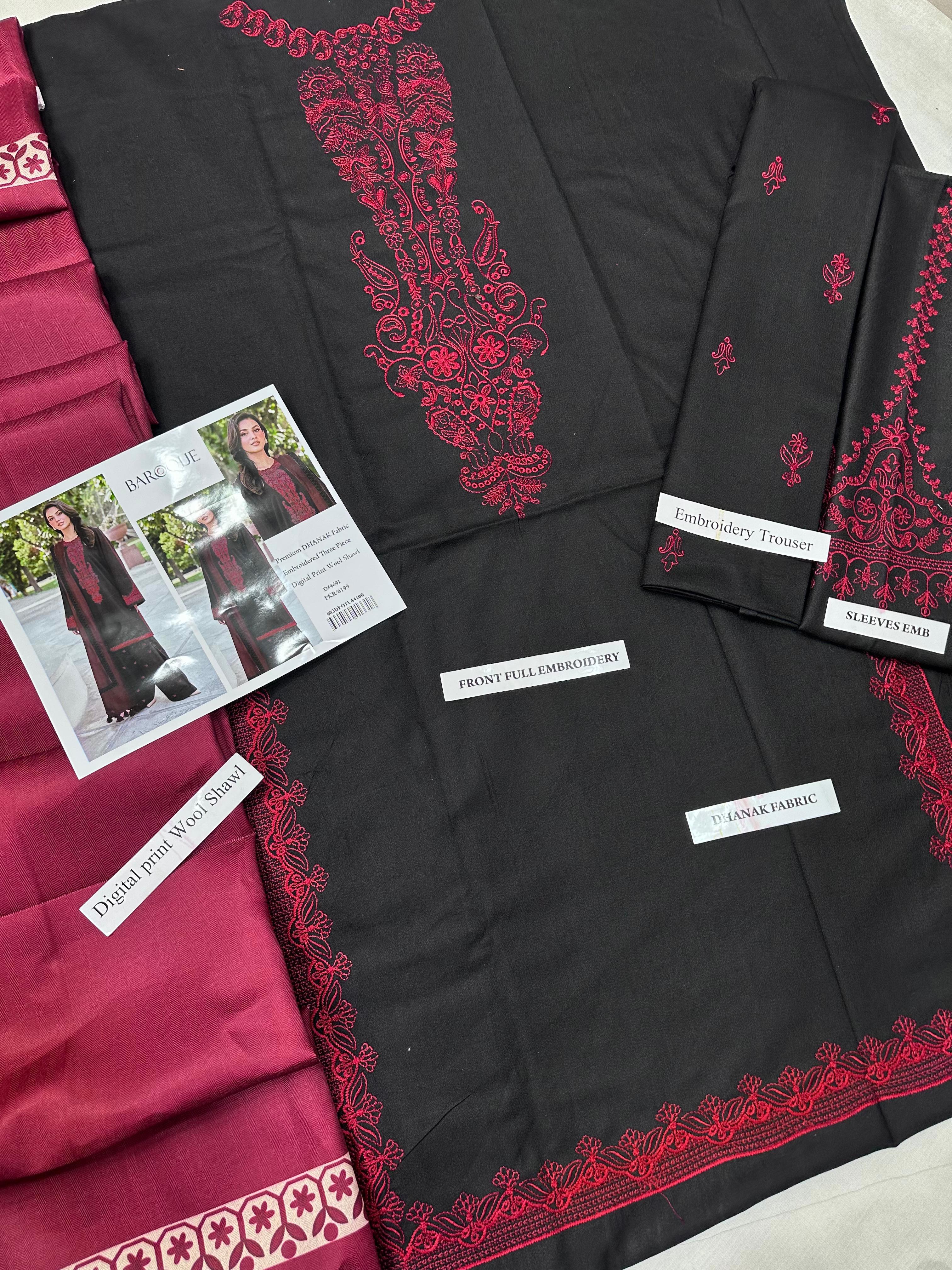 Baroque HiT CODE – Premium Dhanak 3PC with Digital Wool Shawl