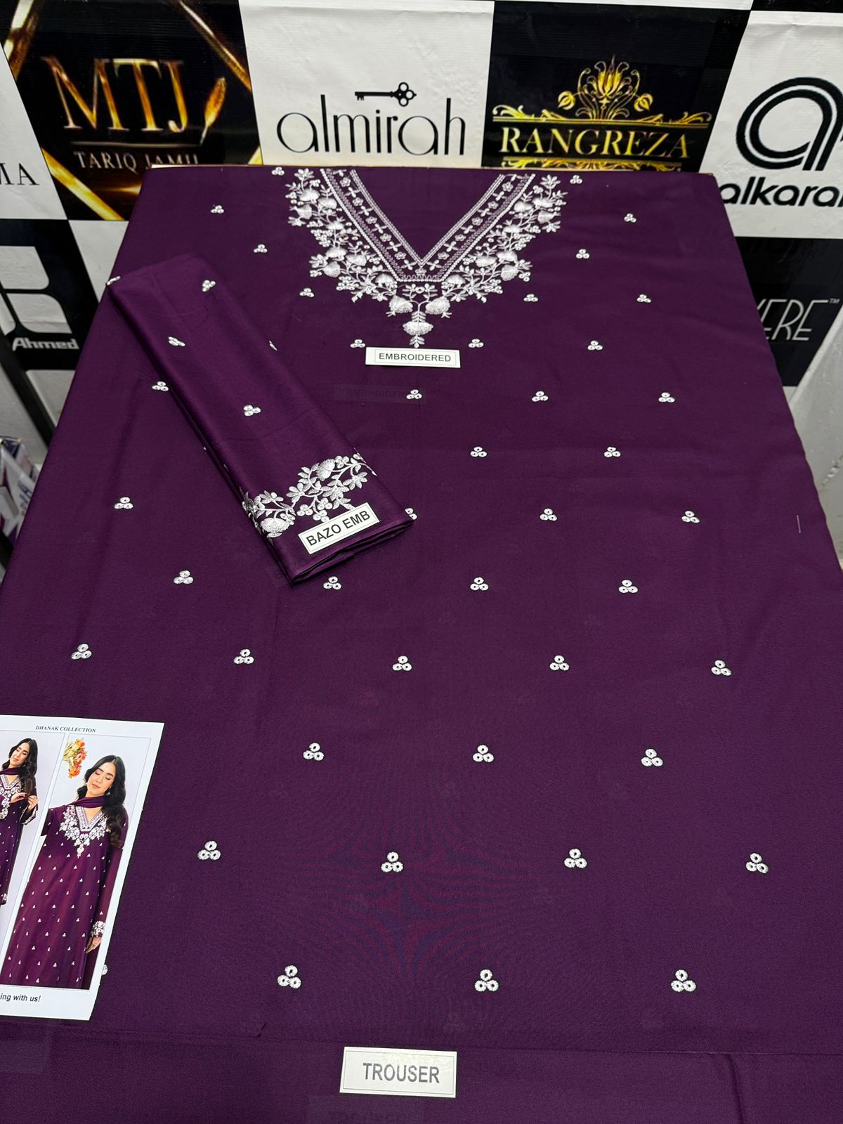 Winter Dhanak 2PC – Heavy Embroidered Shirt with Dyed Trouser