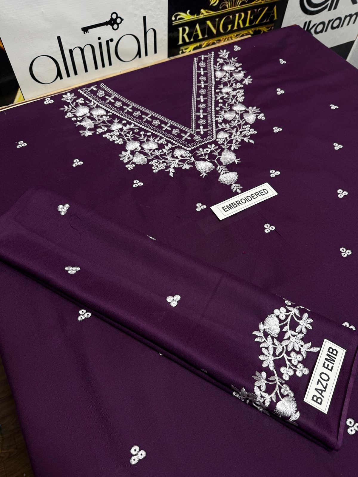 Winter Dhanak 2PC – Heavy Embroidered Shirt with Dyed Trouser