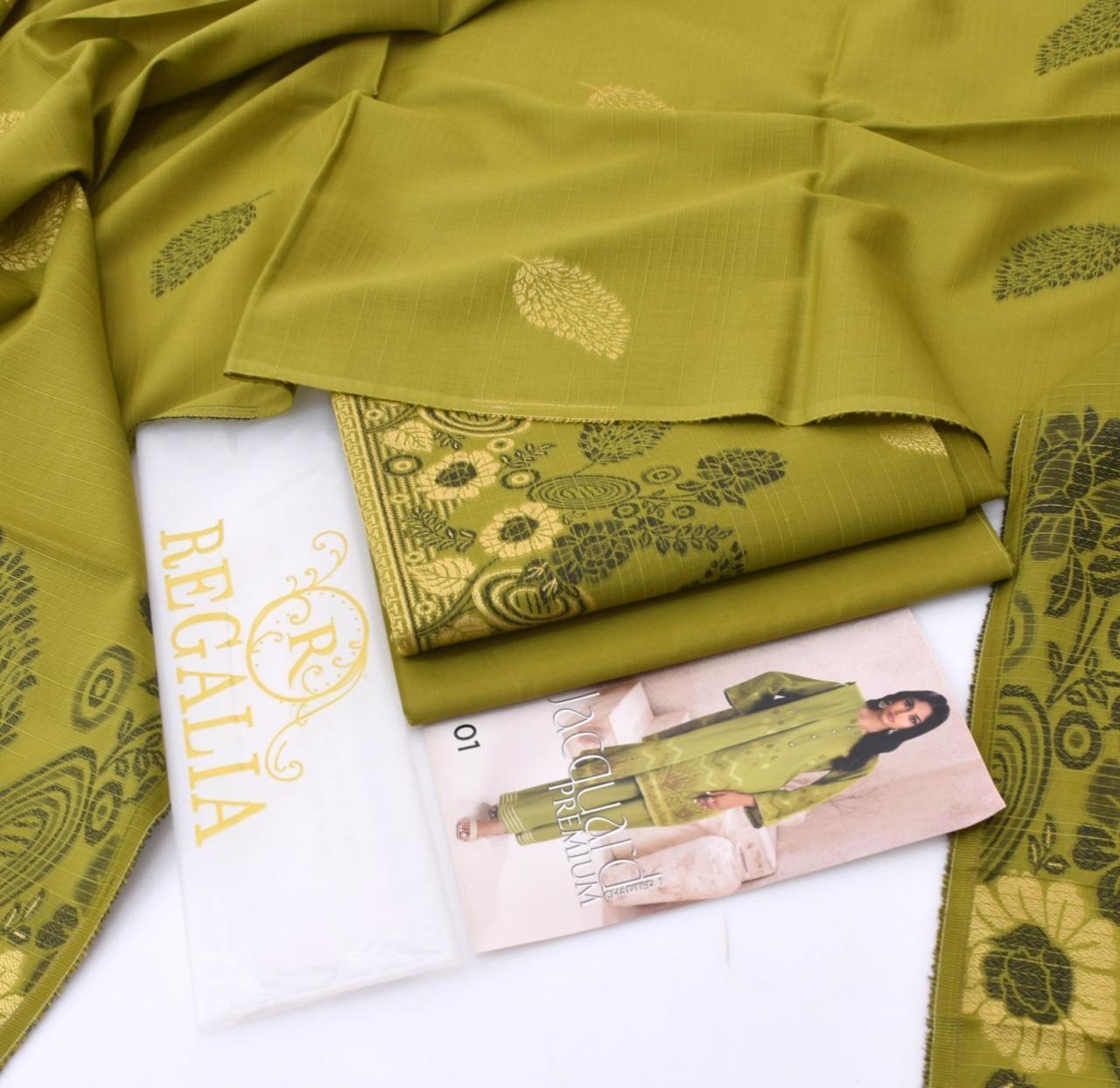 Regalia 2025 Viscose Linen Jacquard – Digital Print 3PC Suit -8 Color