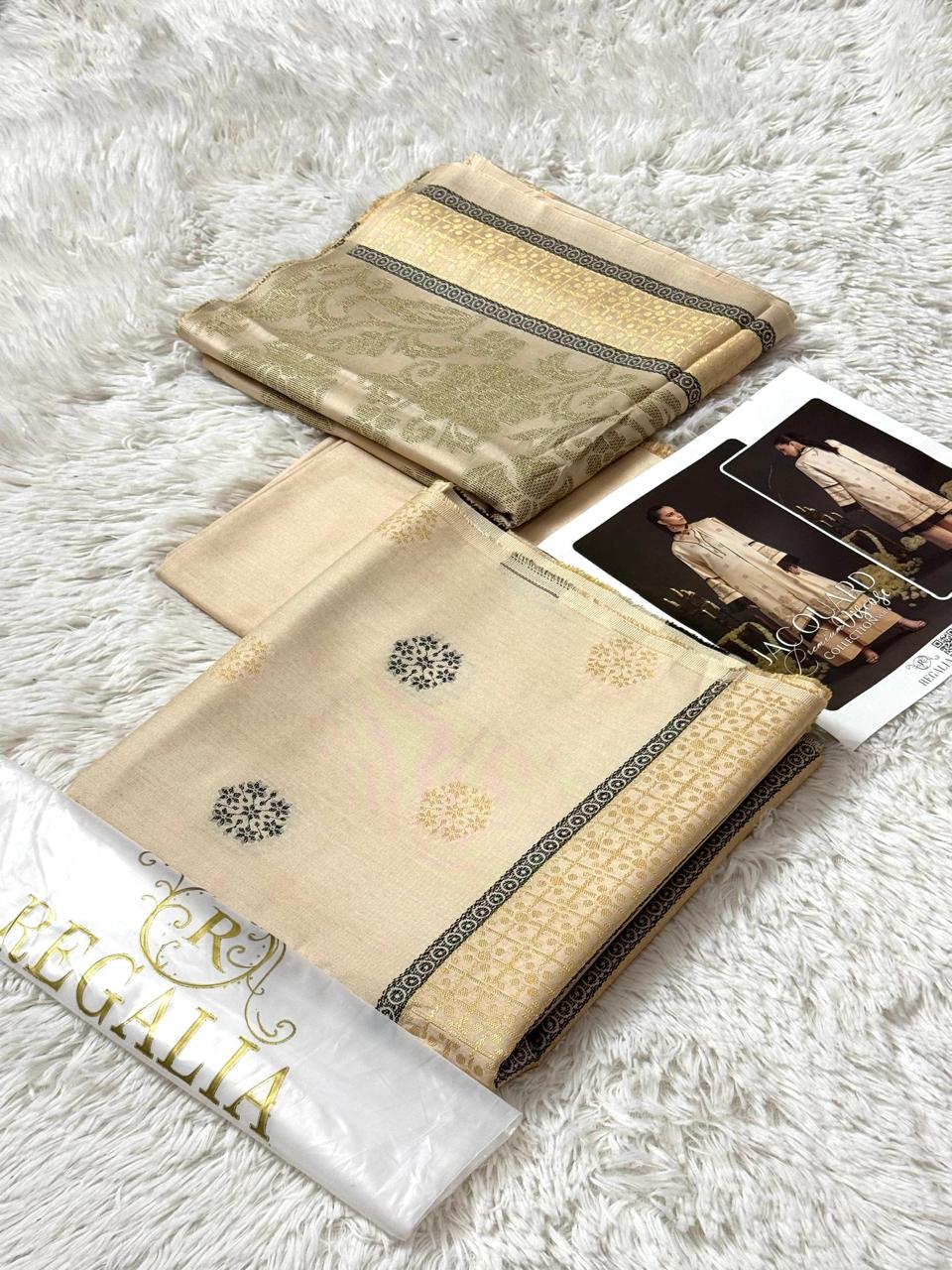 Regalia 2025 Viscose Linen Jacquard – Digital Print 3PC Suit -8 Color