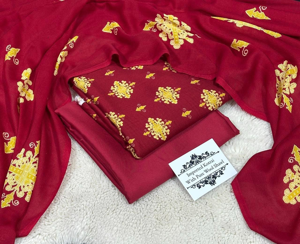 Kotrai Marina Winter 3PC Suit – Wool Shawl || 13 Colors