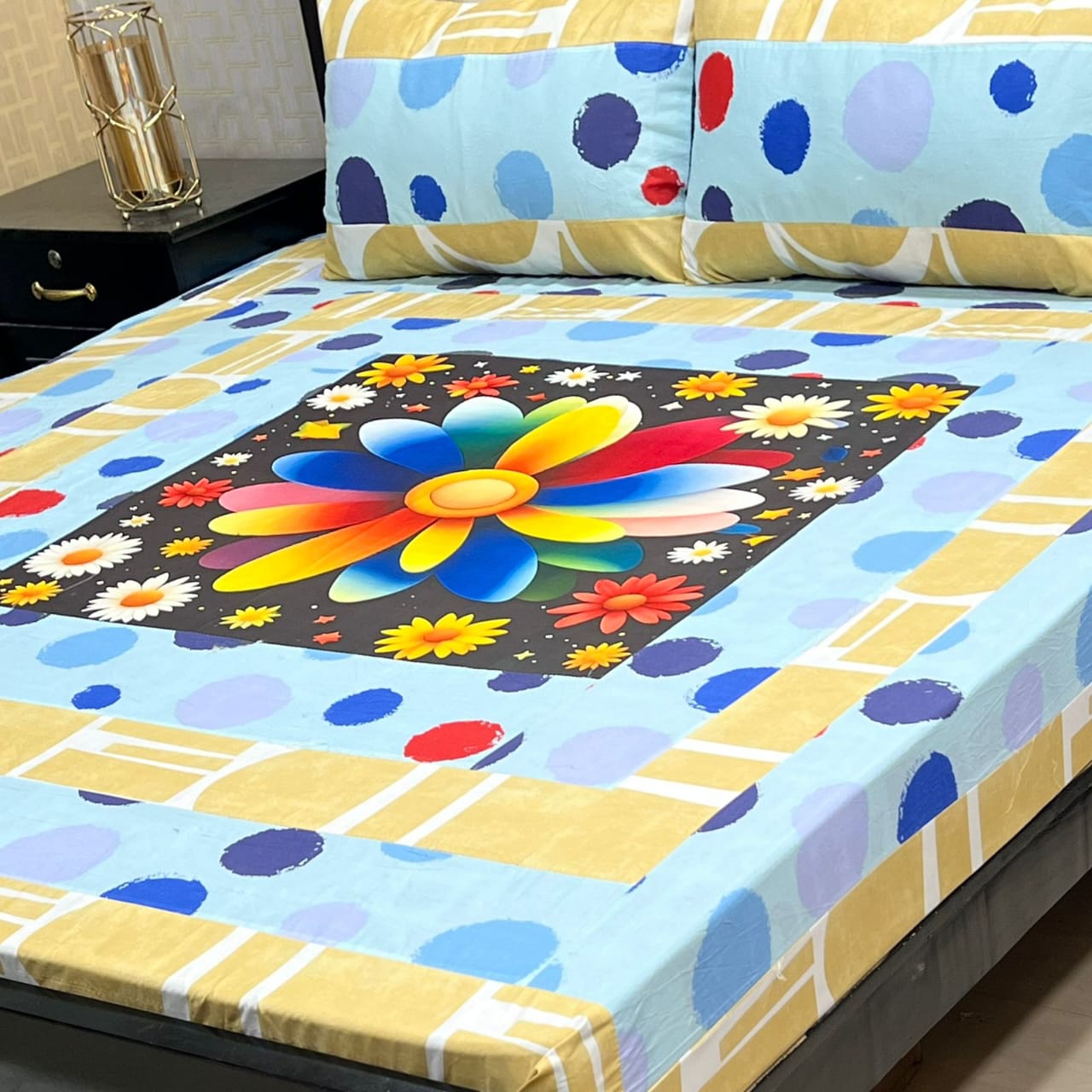 Premium Cotton Digital Gold 3PC Bedsheet