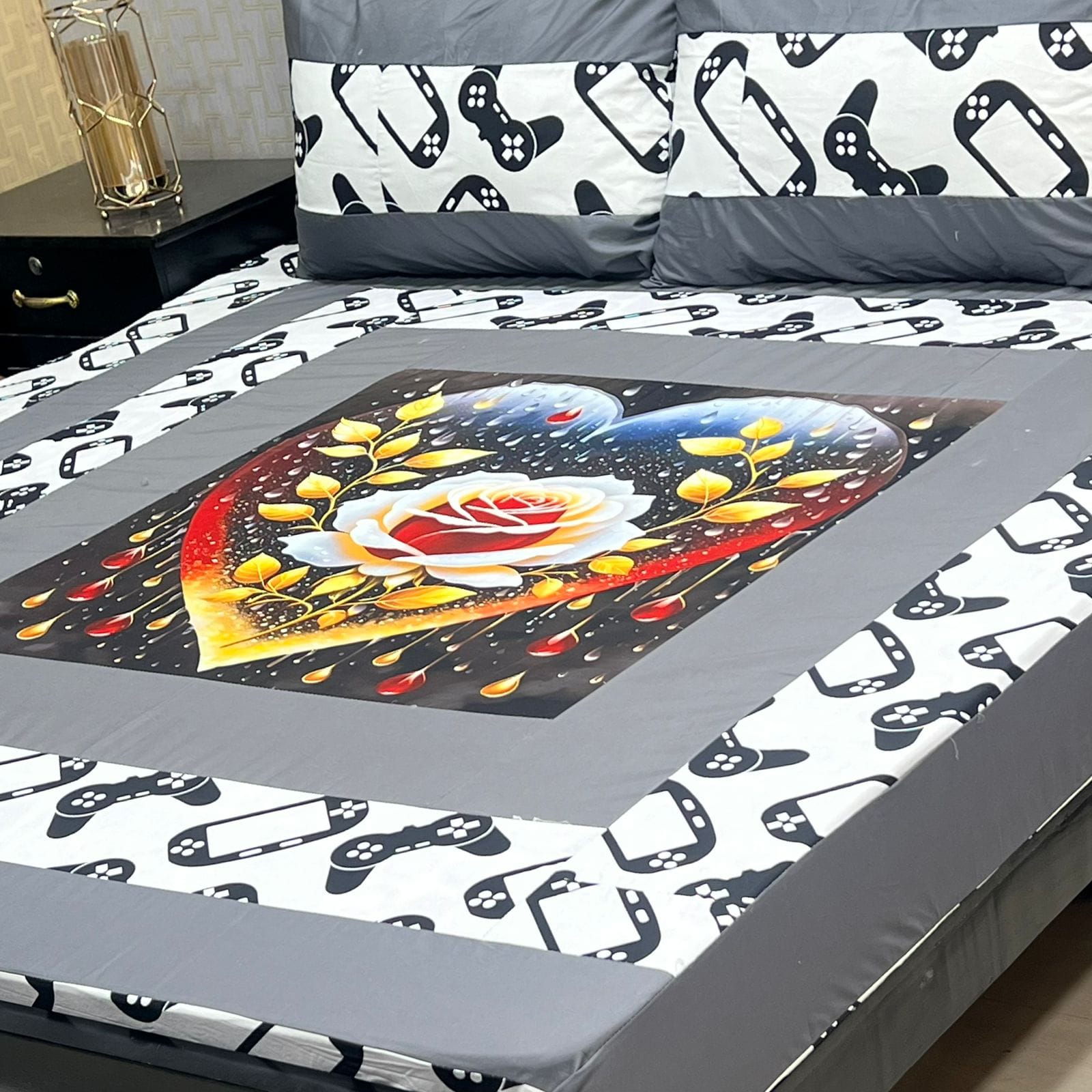 Premium Cotton Digital Gold 3PC Bedsheet