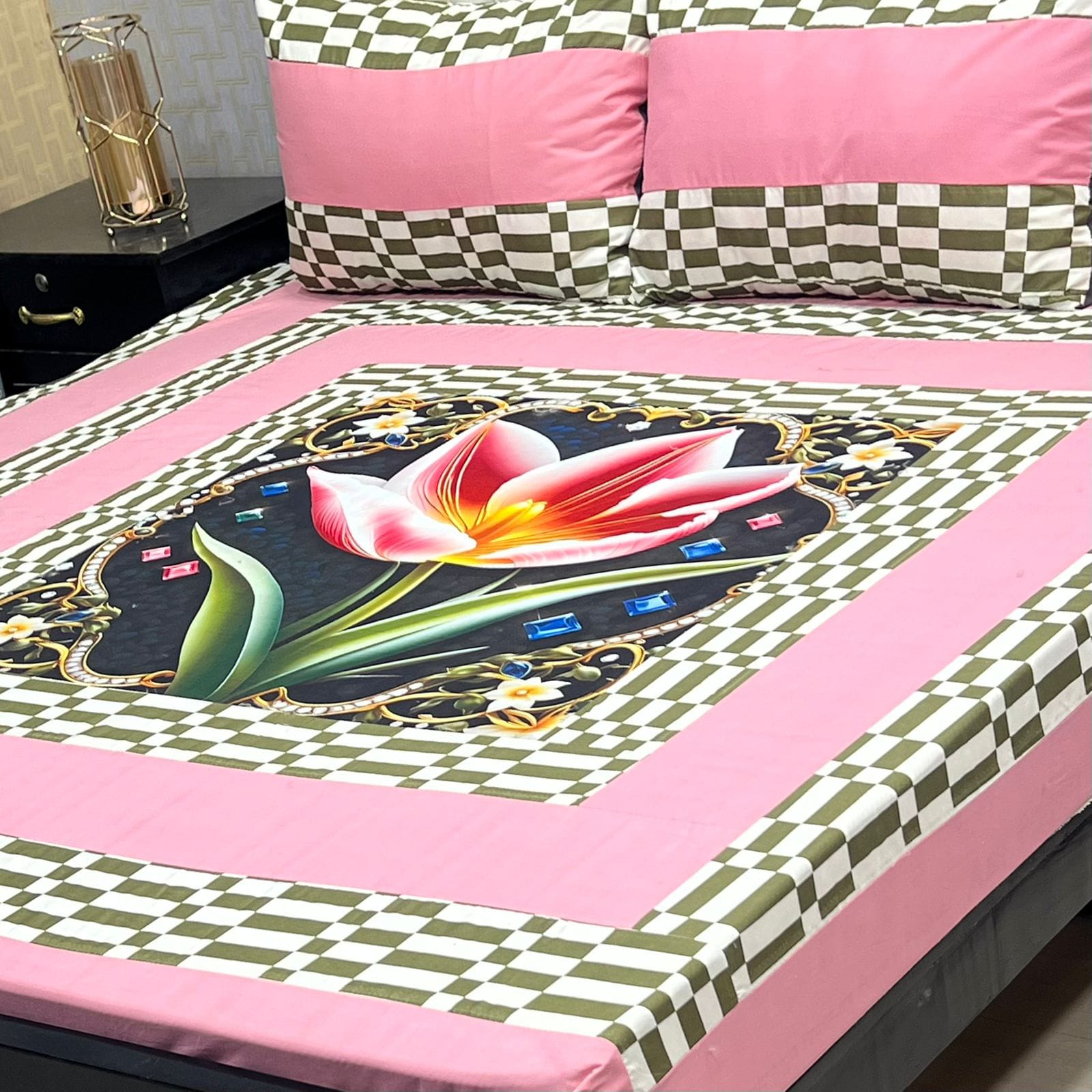 Premium Cotton Digital Gold 3PC Bedsheet