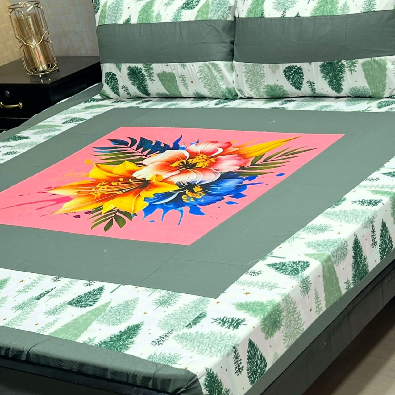 Premium Cotton Digital Gold 3PC Bedsheet