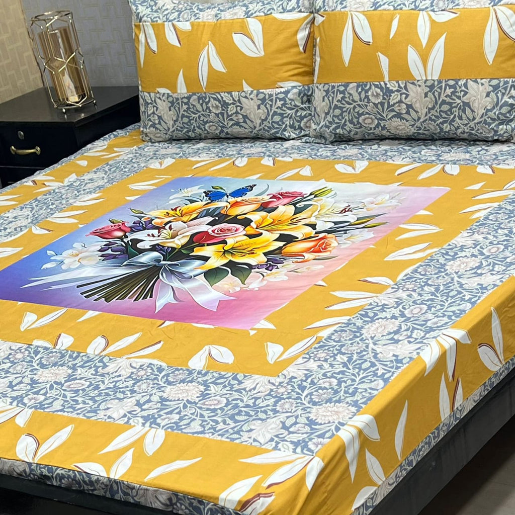 Premium Cotton Digital Gold 3PC Bedsheet