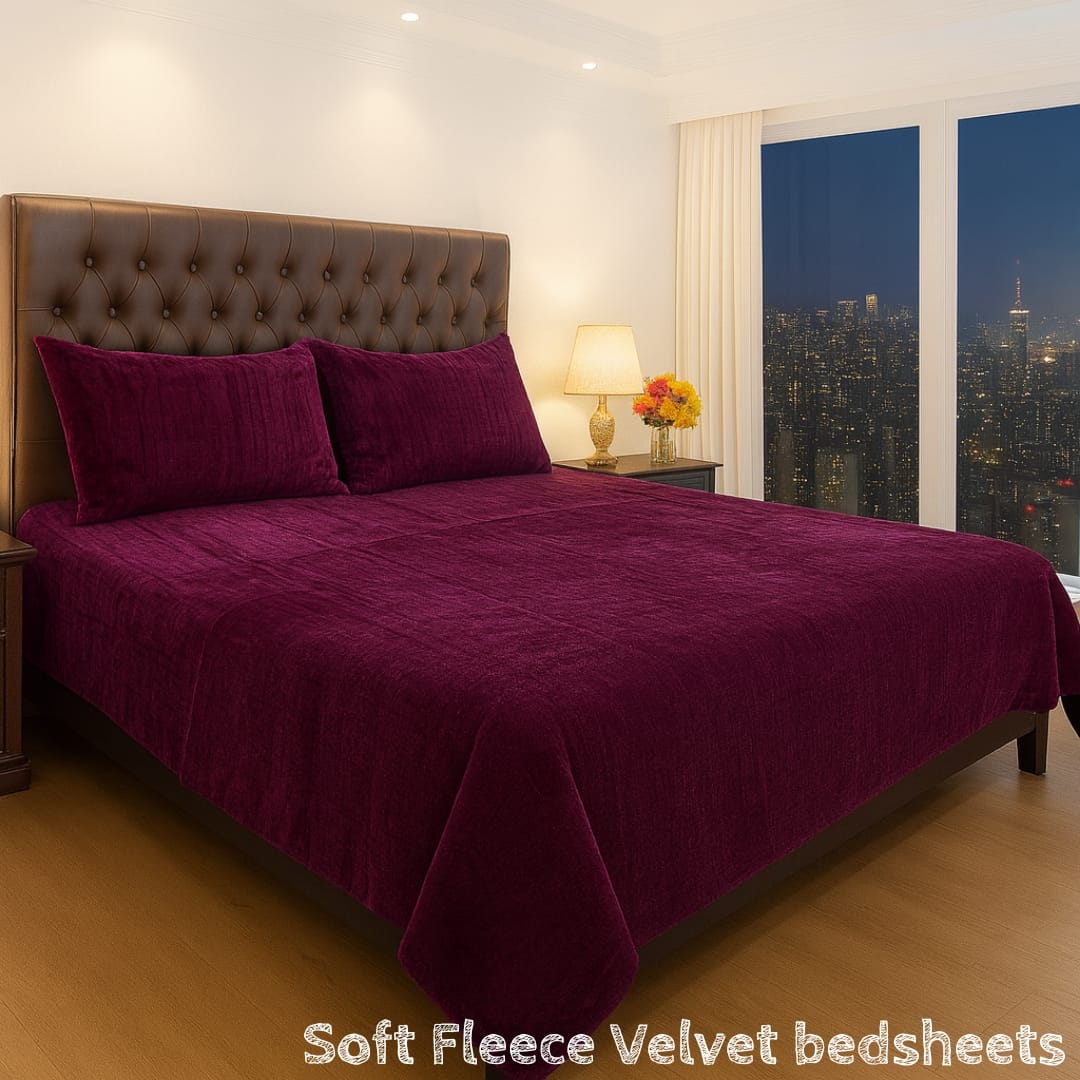 Soft Velvet Fleece Bedsheet – Winter Collection 2025