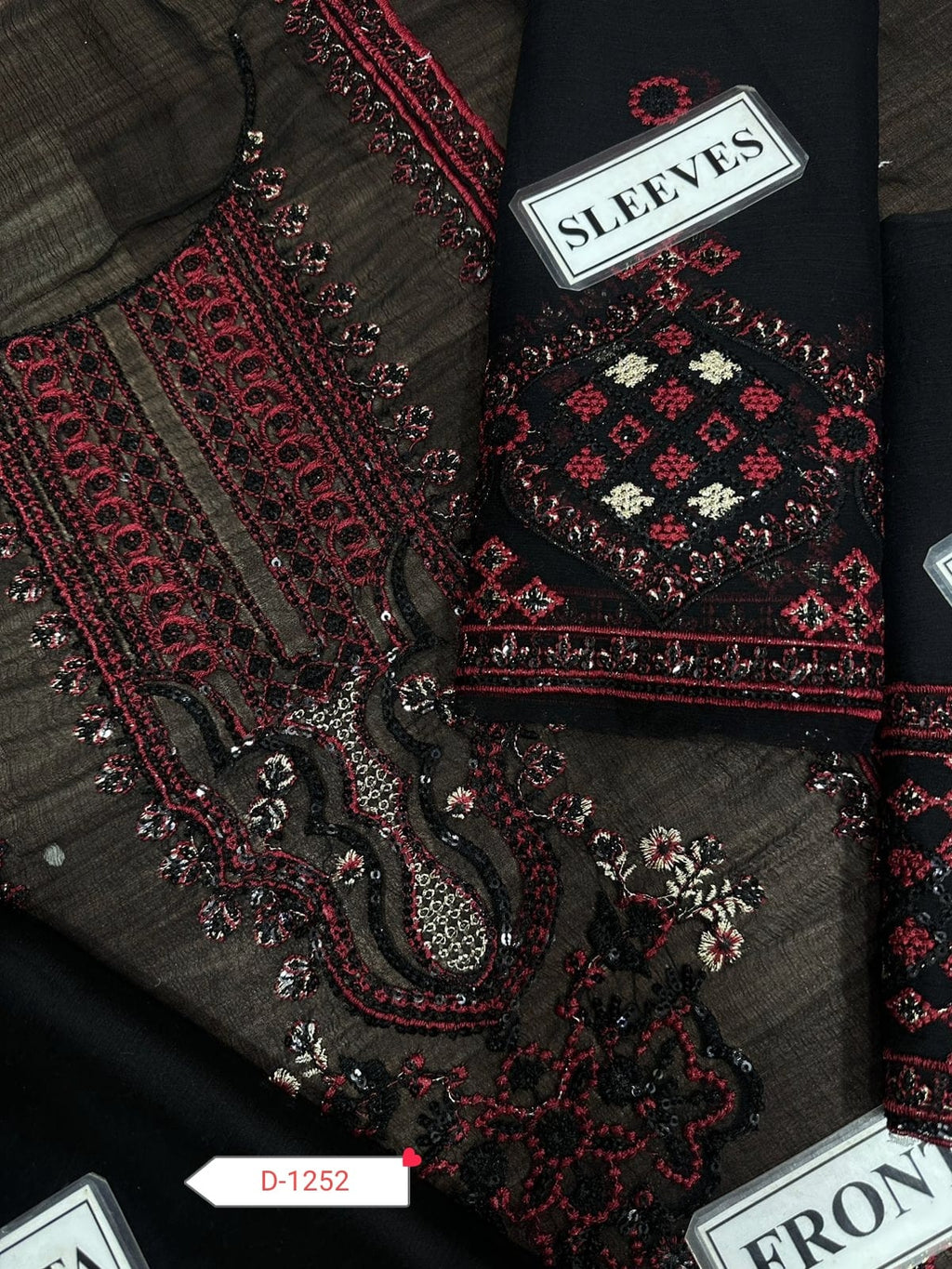 Noorma Kaamal D-1252 | Chiffon Embroidered Unstitched Replica – Sequence Work