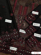 Noorma Kaamal D-1252 | Chiffon Embroidered Unstitched Replica – Sequence Work