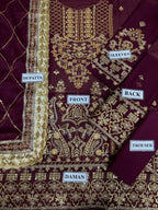 Asim Jofa Replica – Embroidered Chiffon 3-Piece Suit with Malai Trouser