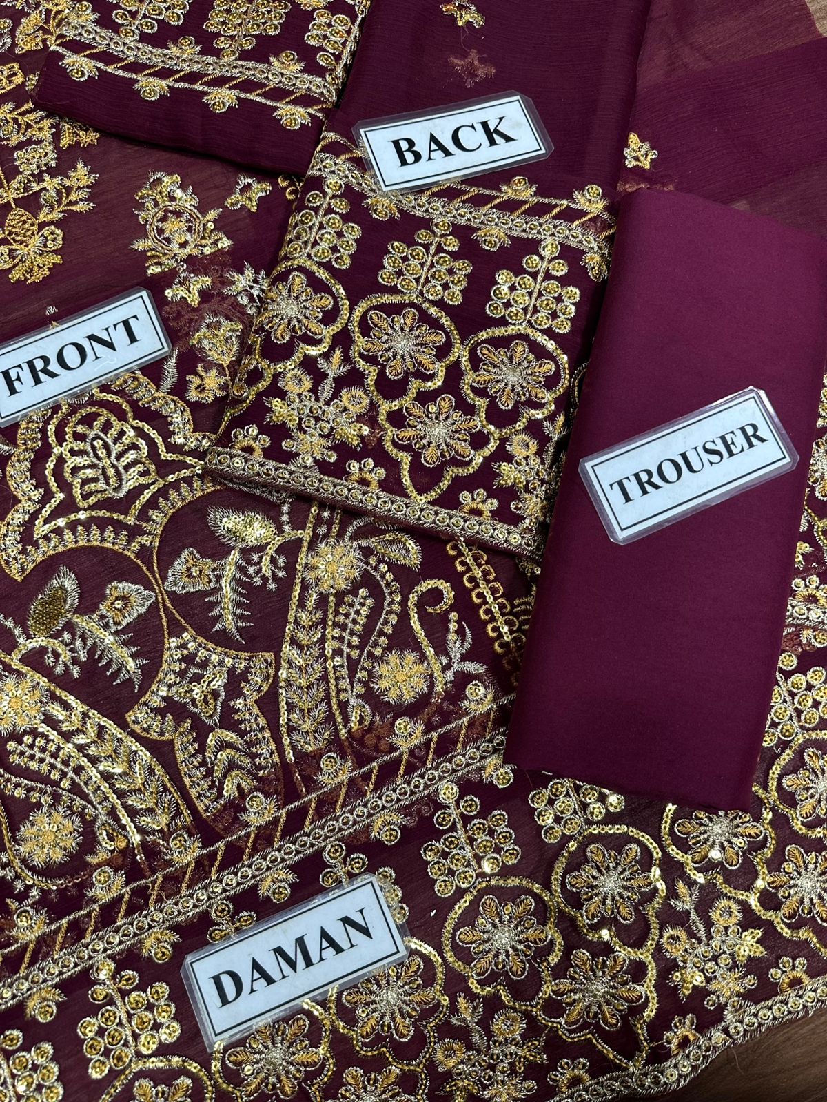 Asim Jofa Replica – Embroidered Chiffon 3-Piece Suit with Malai Trouser