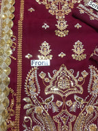 Asim Jofa Replica – Embroidered Chiffon 3-Piece Suit with Malai Trouser