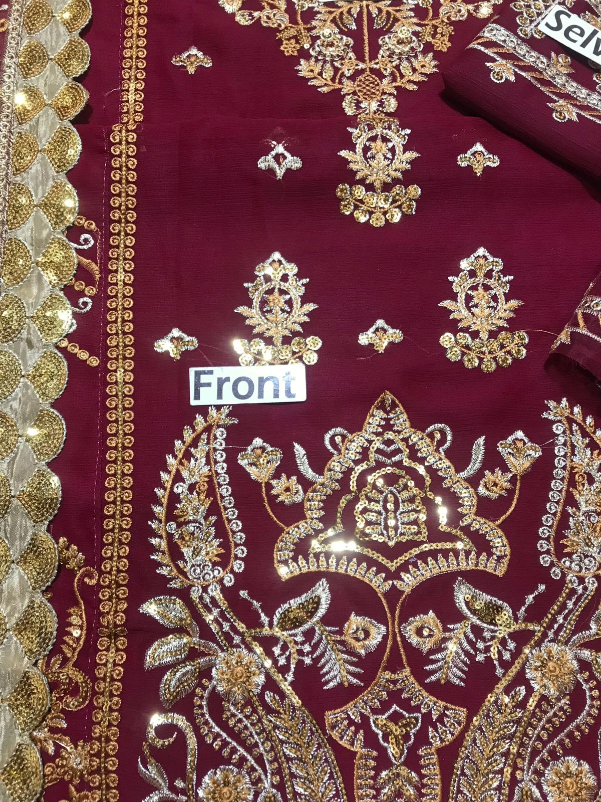 Asim Jofa Replica – Embroidered Chiffon 3-Piece Suit with Malai Trouser