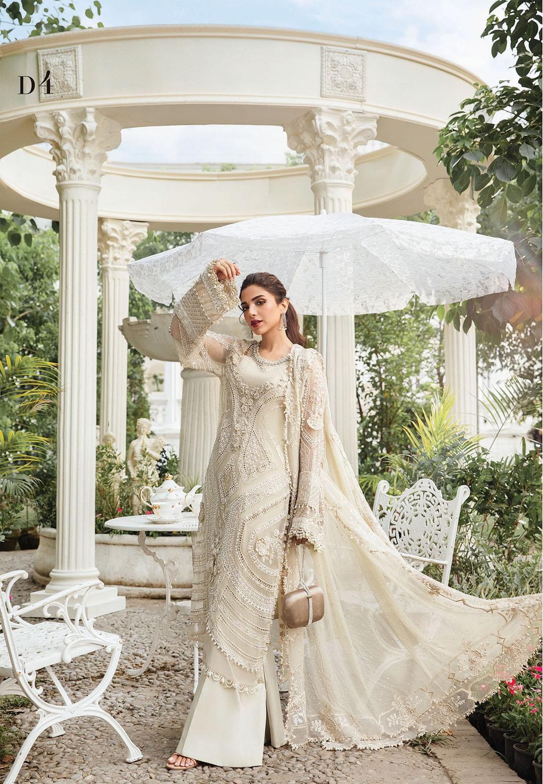 Maria B Replica – Heavy Embroidered Chiffon Suit with Dupatta & Daman Work