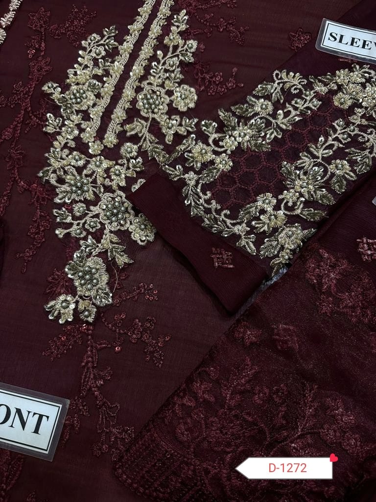 Azure Designer 3-Piece Unstitched Suit – Heavy Embroidery & Dupatta Work