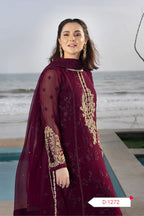 Azure Designer 3-Piece Unstitched Suit – Heavy Embroidery & Dupatta Work