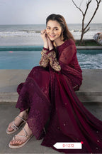 Azure Designer 3-Piece Unstitched Suit – Heavy Embroidery & Dupatta Work