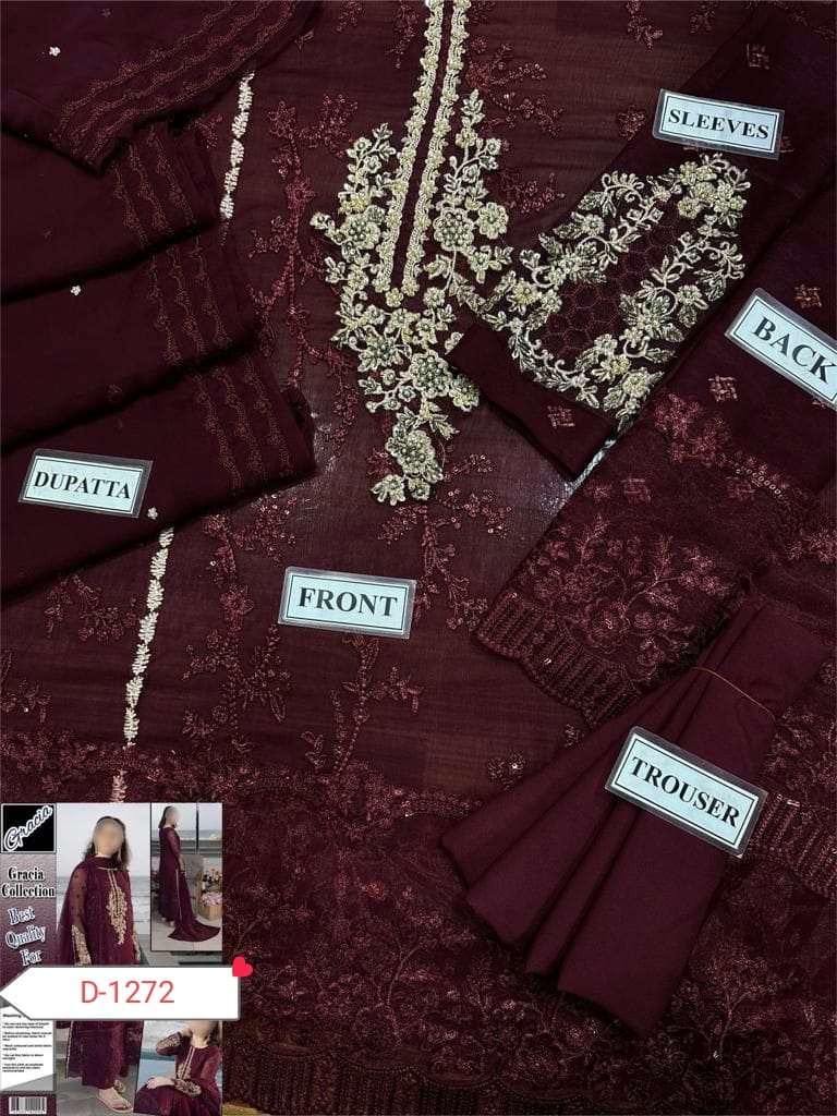 Azure Designer 3-Piece Unstitched Suit – Heavy Embroidery & Dupatta Work