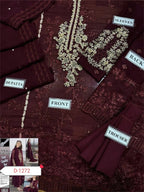 Azure Designer 3-Piece Unstitched Suit – Heavy Embroidery & Dupatta Work