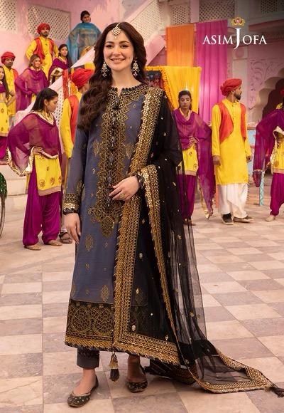 Luxury Asim Jofa Chiffon Suit Replica – Sequence Embroidered Unstitched 3-Piece