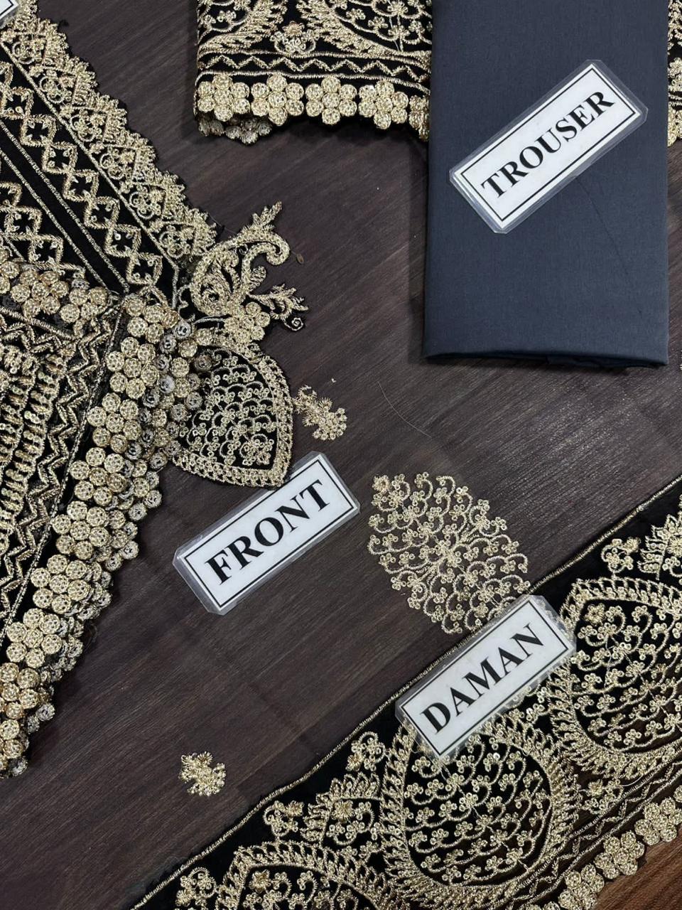 Luxury Asim Jofa Chiffon Suit Replica – Sequence Embroidered Unstitched 3-Piece