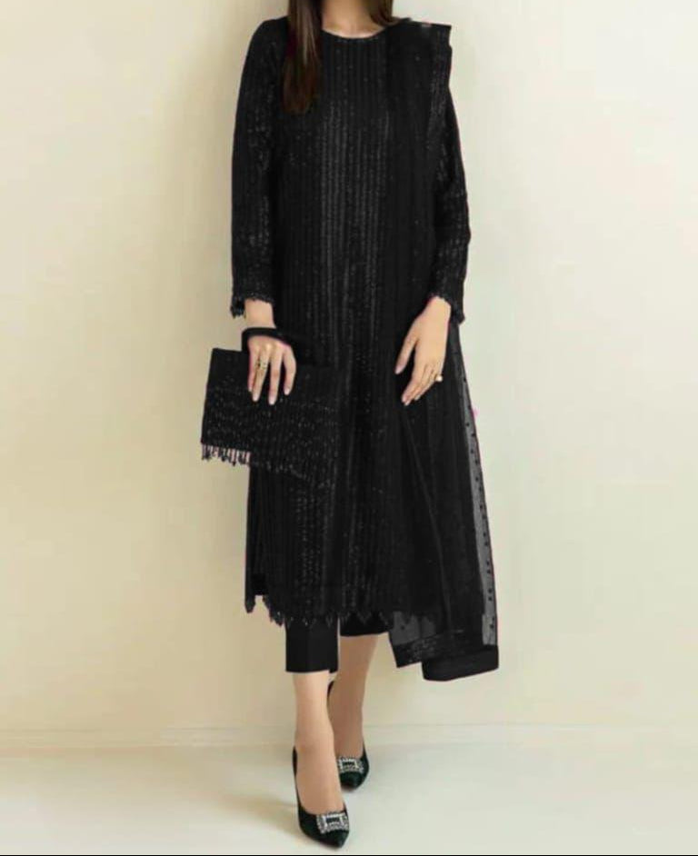 Baroque – Premium Semi Pure Chiffon Embroidered 3-Piece | Heavy Sequence Work