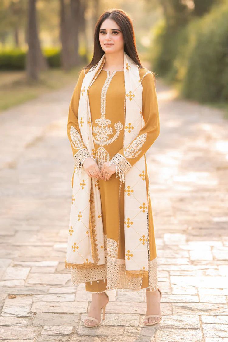 Qalamkar - Airjet Dhanak Heavy Embroidered Suit | Winter 3PC