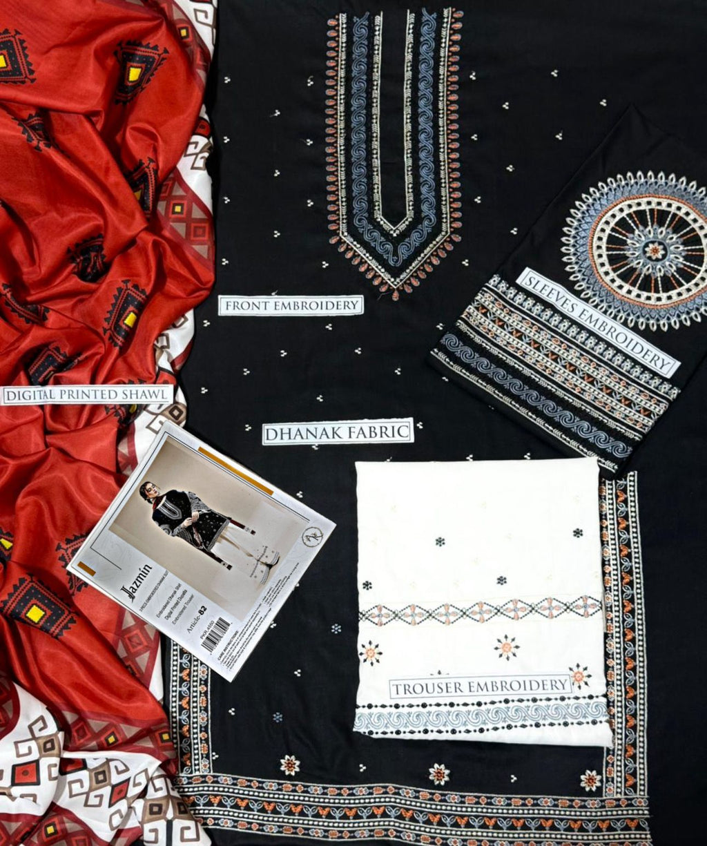 Jazmin - Airjet Dhanak Embroidered 3PC Winter Suit