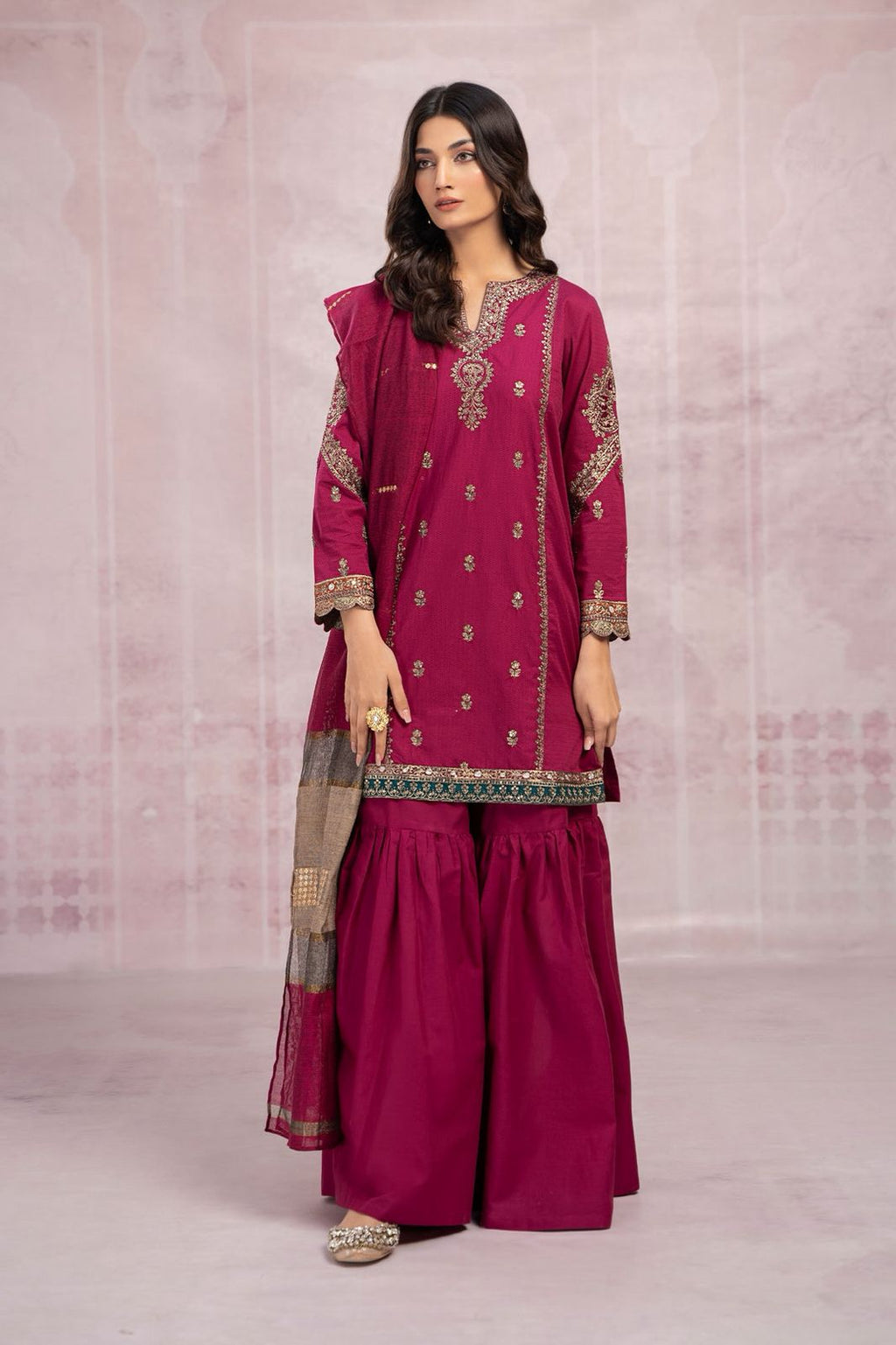 Maria B - Airjet Dhanak Heavy Embroidered 3PC Suit | Winter Edition