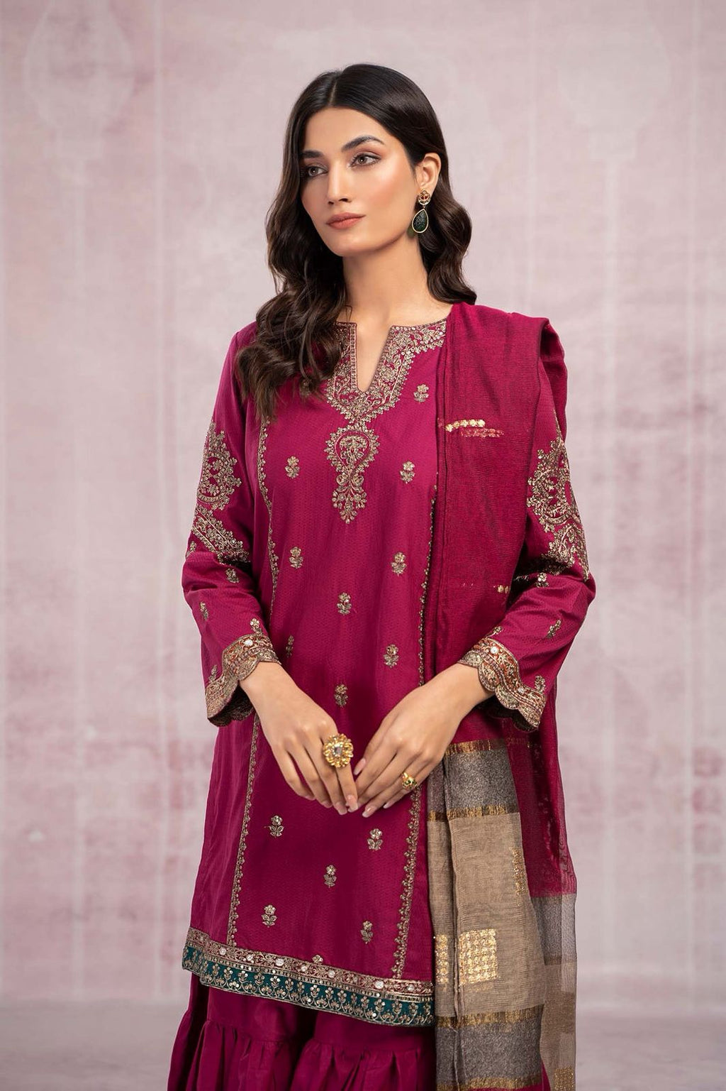 Maria B - Airjet Dhanak Heavy Embroidered 3PC Suit | Winter Edition