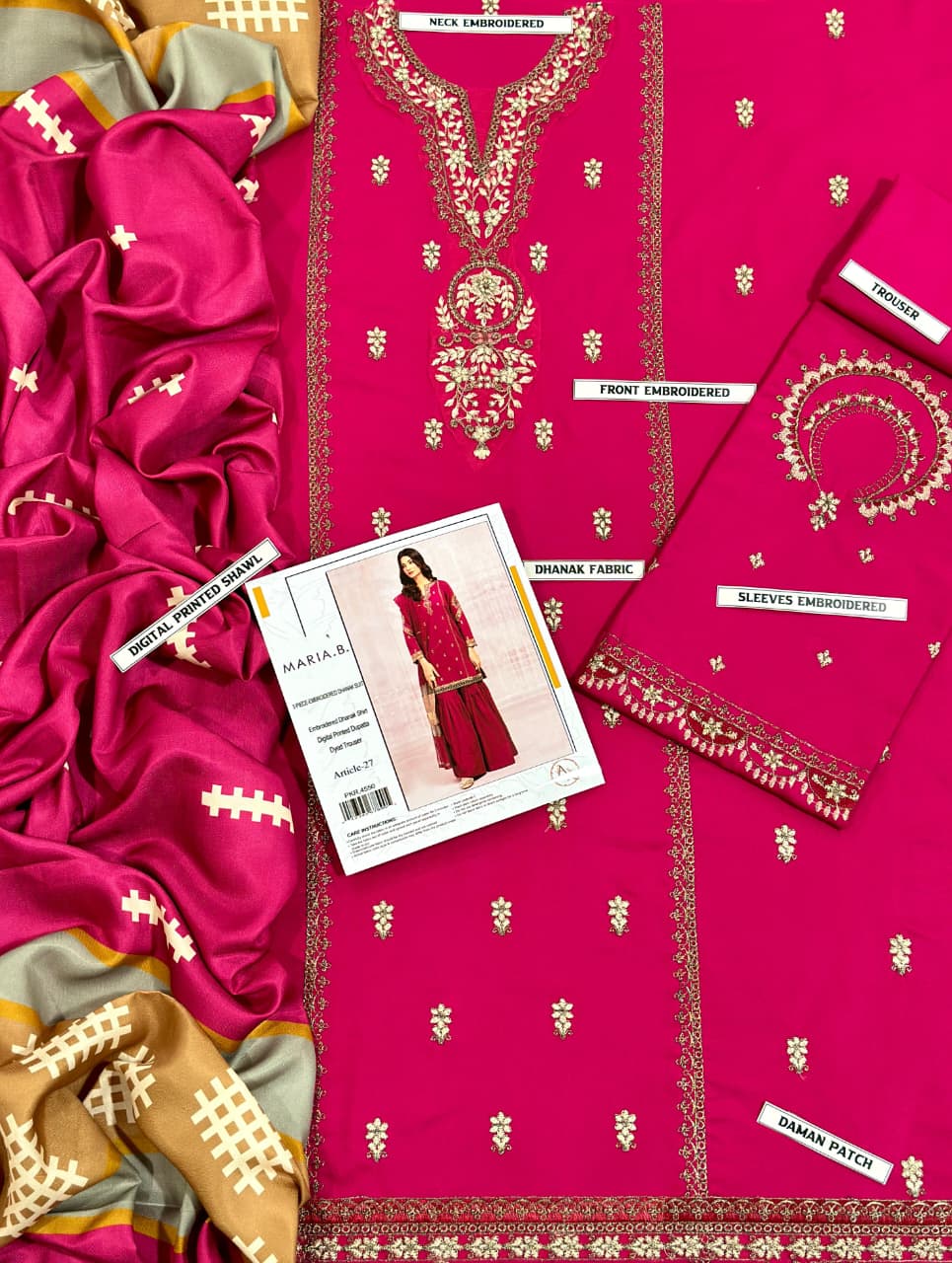 Maria B - Airjet Dhanak Heavy Embroidered 3PC Suit | Winter Edition