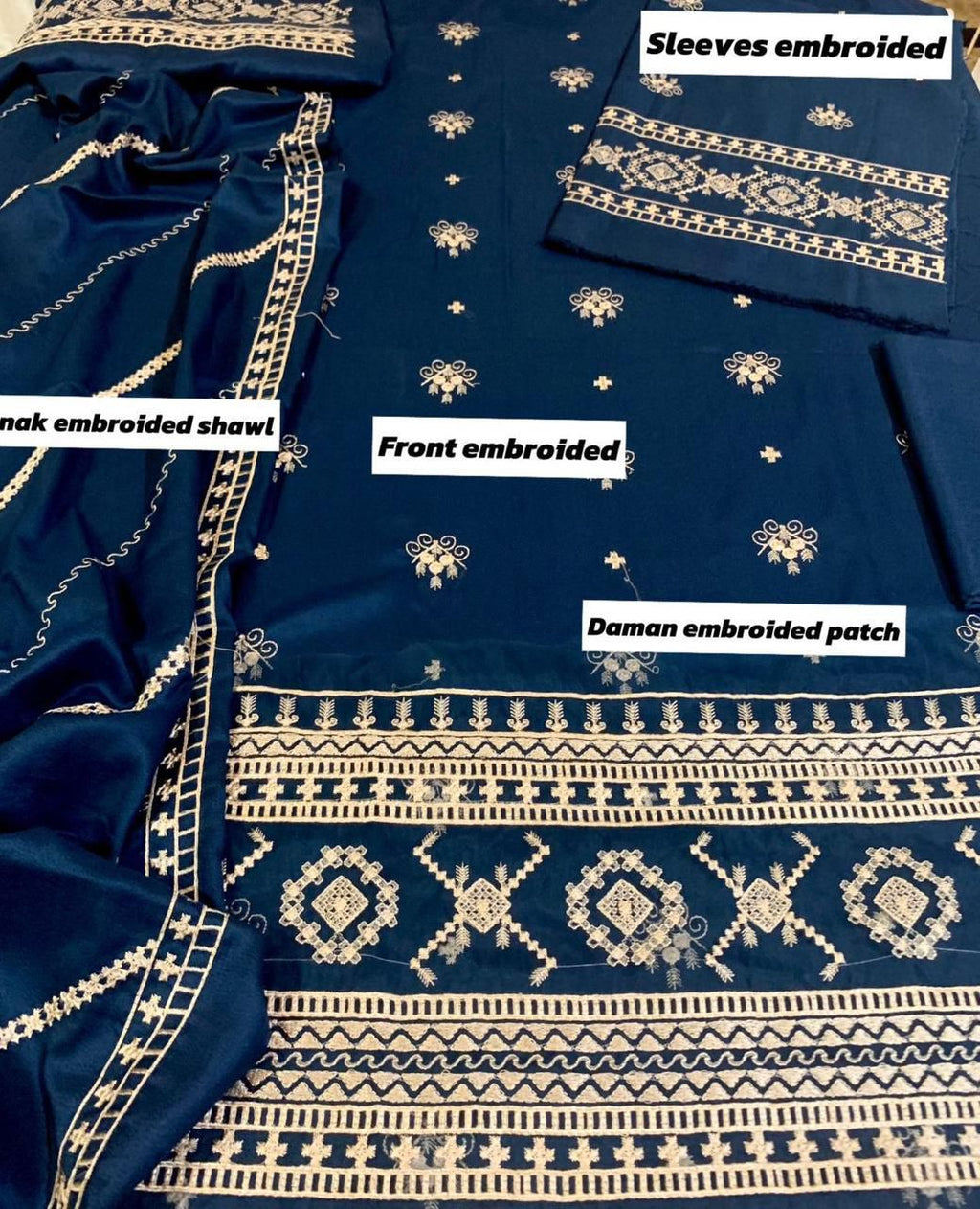 Batik Dhank Signature — Full Heavy Embroidered 3-Piece Set
