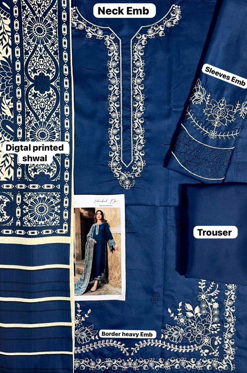 IZEL Dhank Signature — Embroidered Suit with Digital Shawl