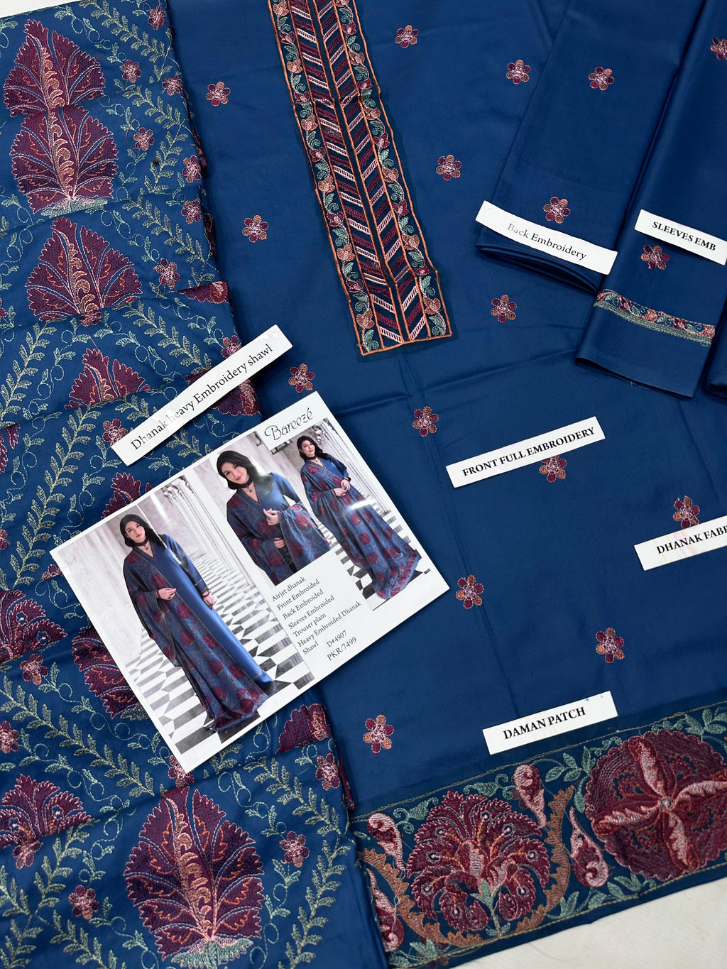 BAREEZE SIGNATURE DHANAK — Full Heavy Embroidered Shawl Set