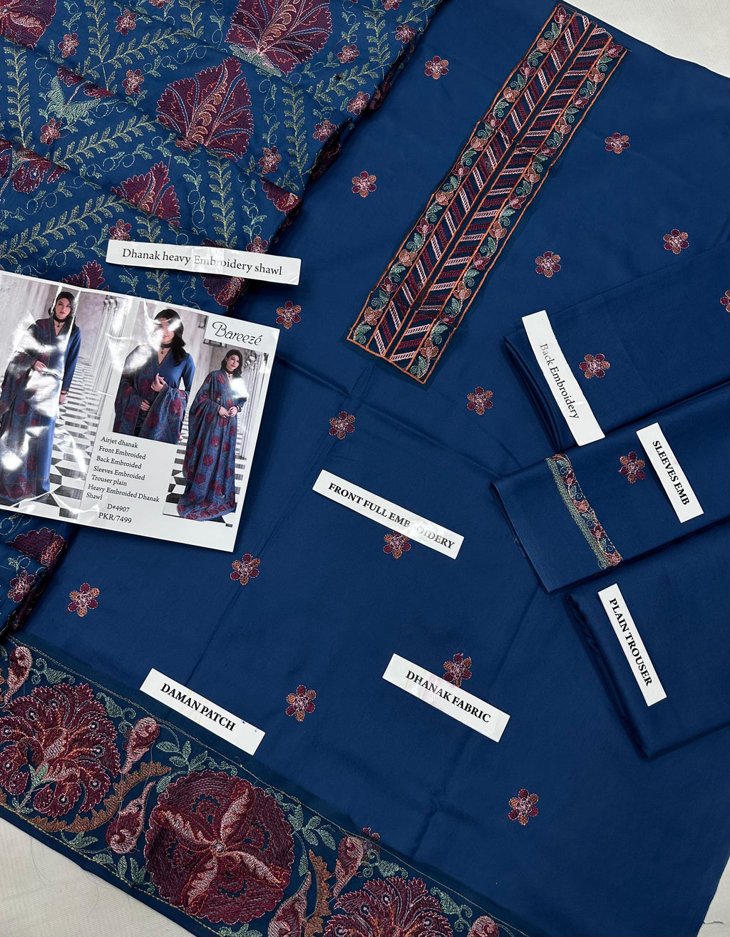 BAREEZE SIGNATURE DHANAK — Full Heavy Embroidered Shawl Set