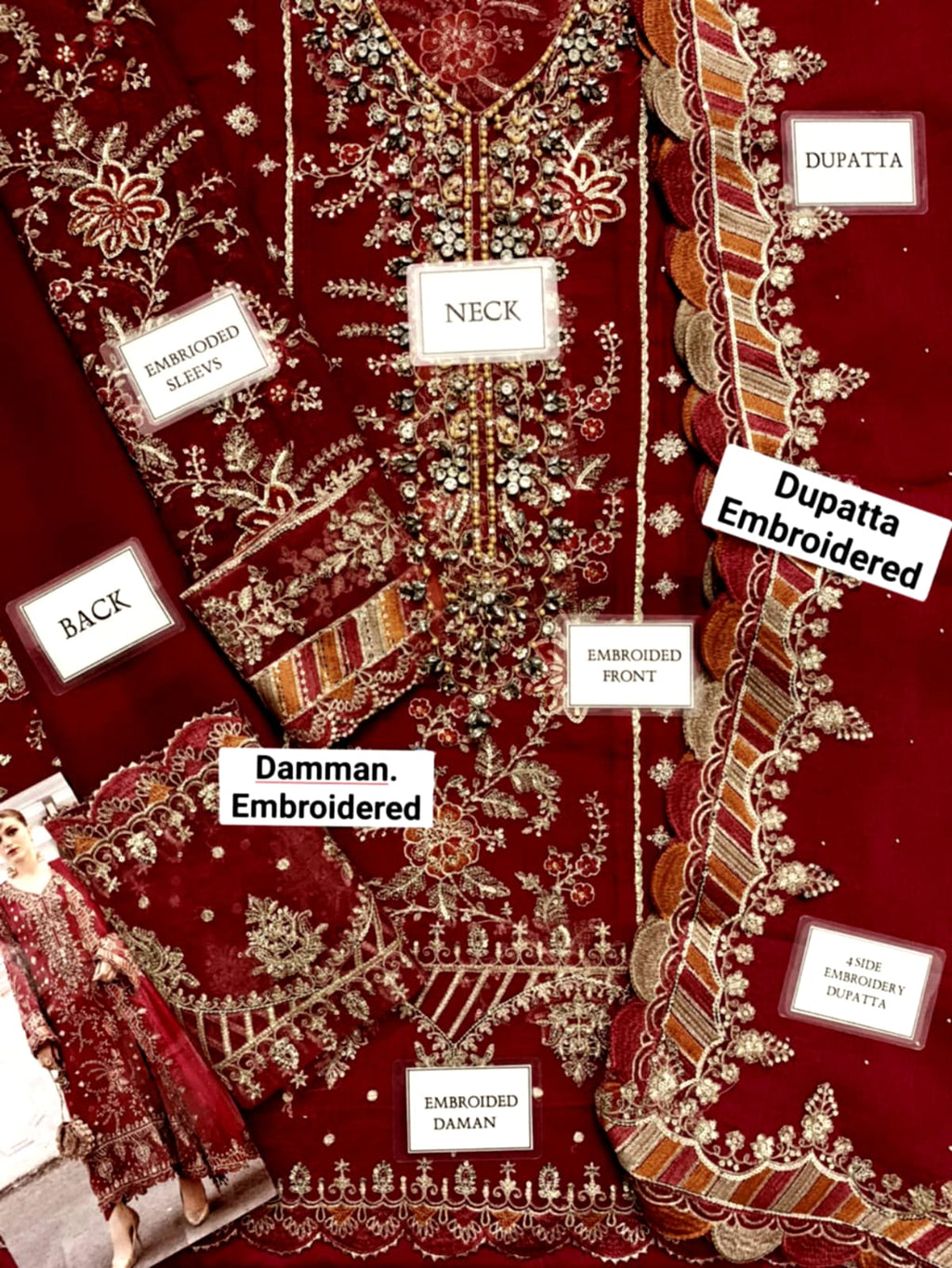 Maria B New Arrival 2025 | Chiffon Heavy Embellished 3PC Unstitched Suit