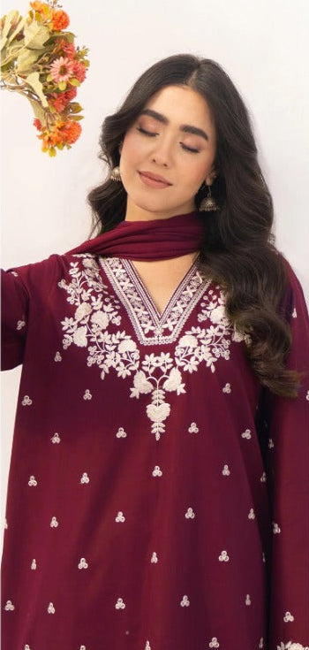 Premium Dhanak 2PC – Embroidered Winter Suit 2025