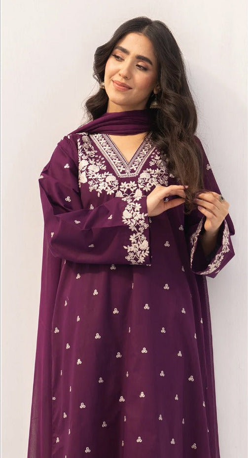 Winter Dhanak 2PC – Heavy Embroidered Shirt with Dyed Trouser