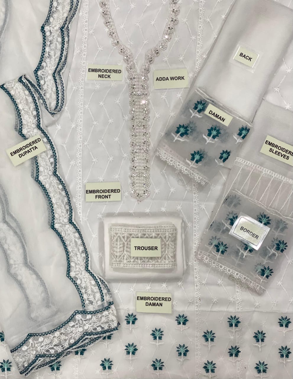 Azure Signature Chiffon 3PC – Premium Embroidery