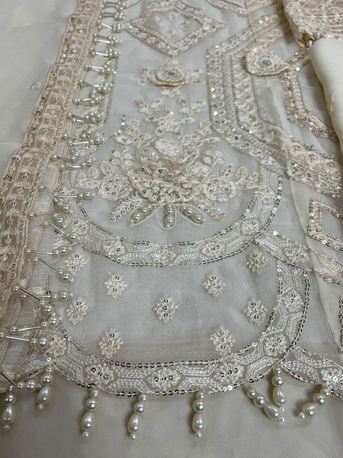 Maria B Replica – Heavy Embroidered Chiffon Suit with Dupatta & Daman Work