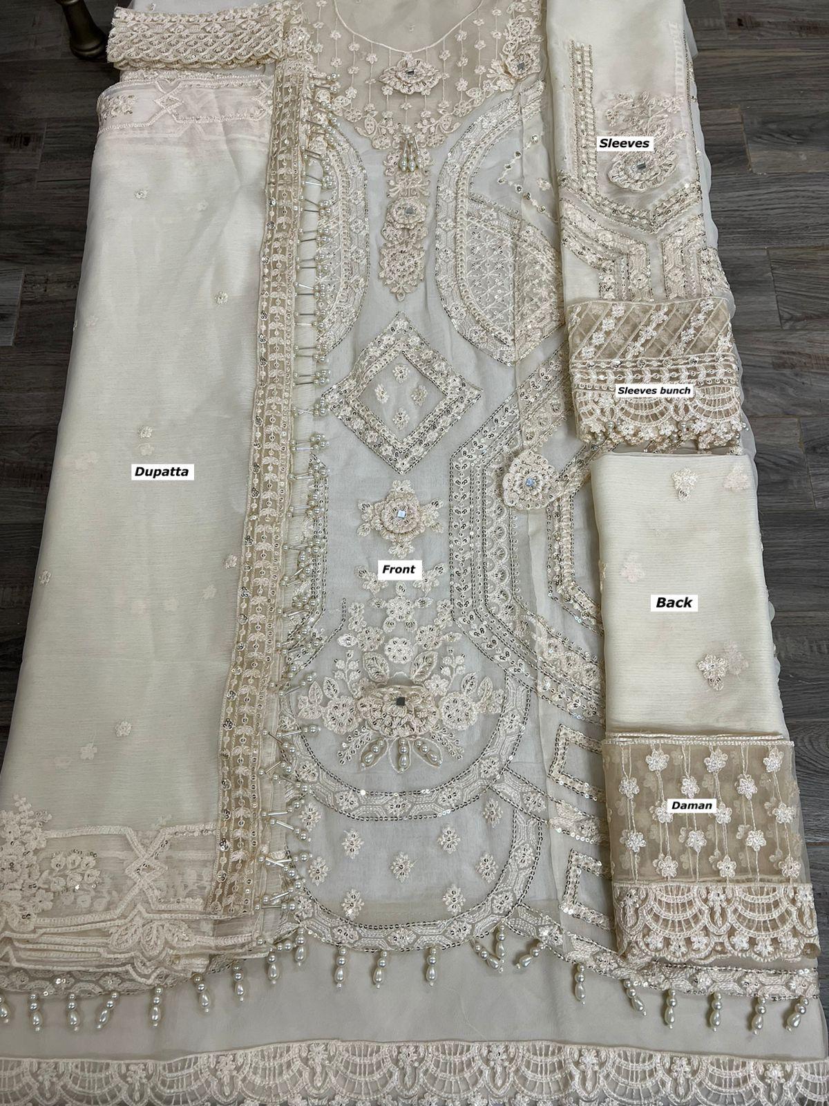 Maria B Replica – Heavy Embroidered Chiffon Suit with Dupatta & Daman Work